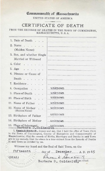 Download USA Commonwealth of Massachusetts  certificate of death Photoshop template